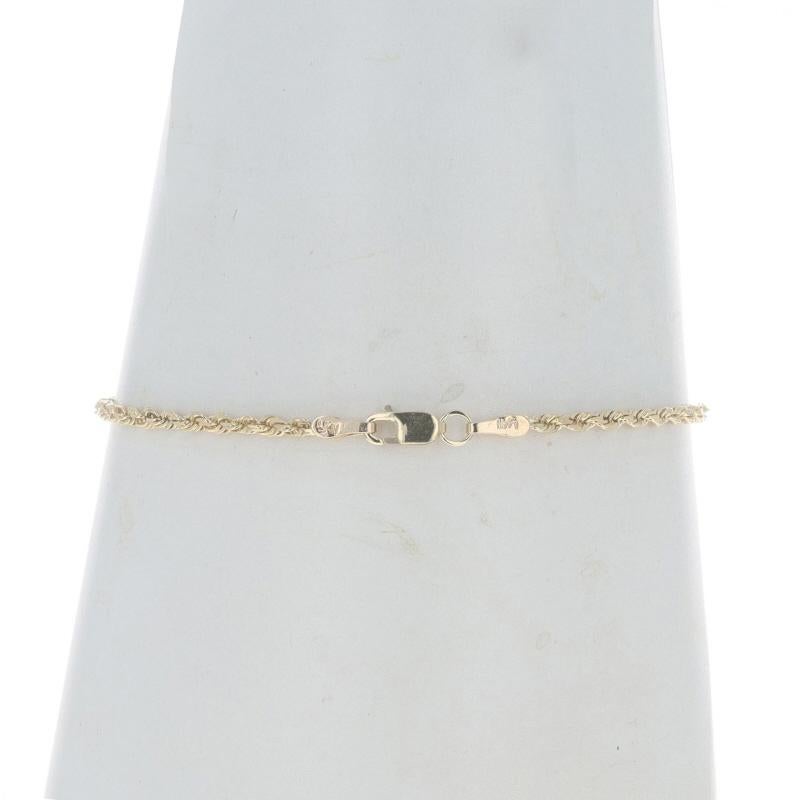 Women's Yellow Gold Diamond Cut Rope Chain Bracelet 7 1/4