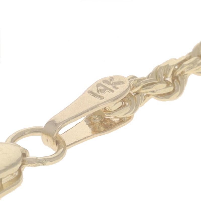 Yellow Gold Diamond Cut Rope Chain Bracelet 7 1/4