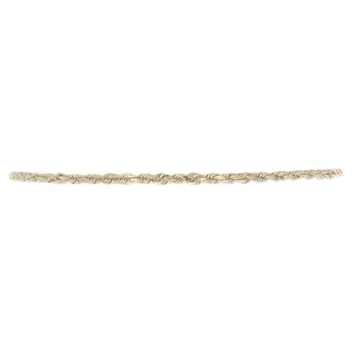 Yellow Gold Diamond Cut Rope Chain Bracelet 7 1/4" - 14k For Sale