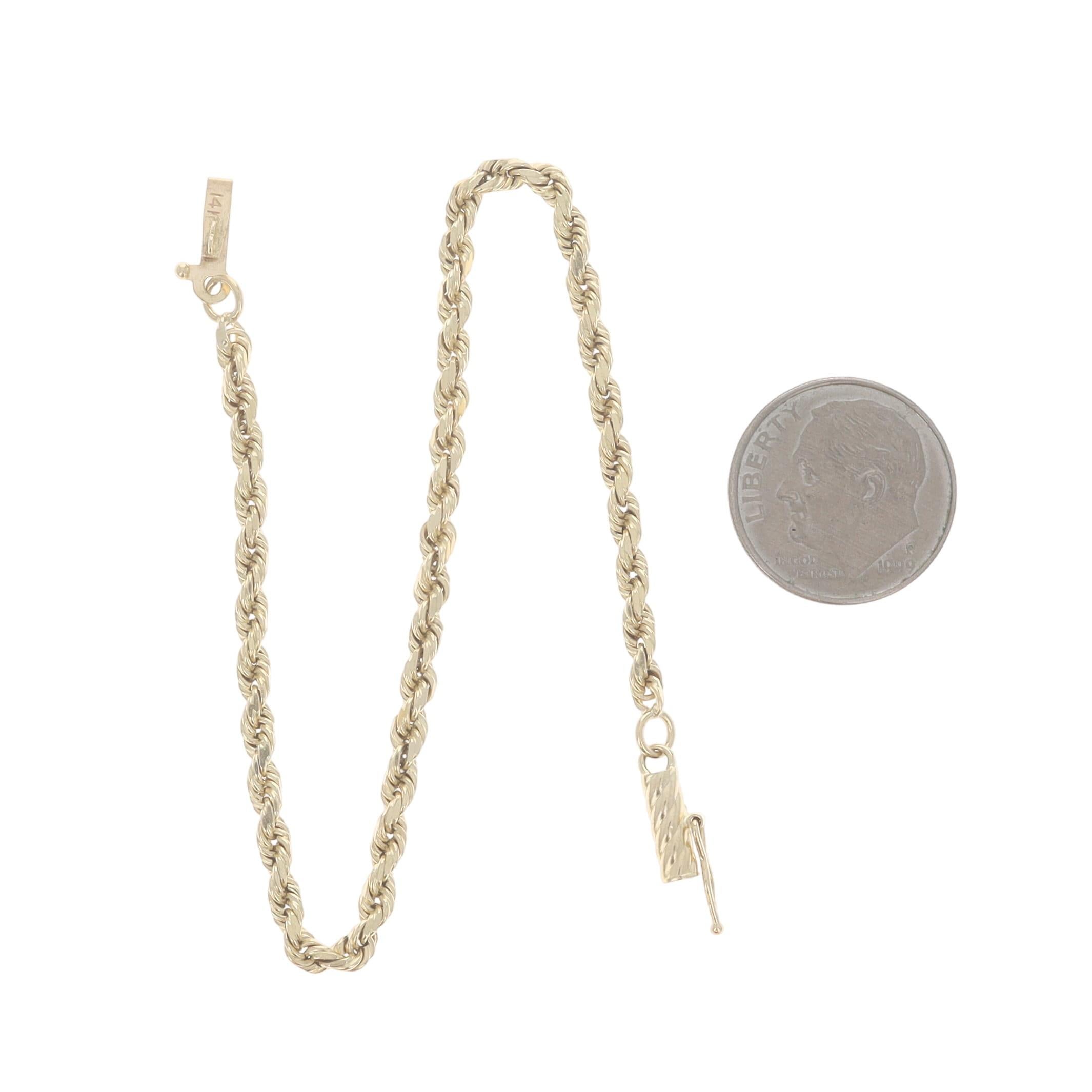 Bracelet en or jaune avec chaîne en corde taillée au diamant 7
