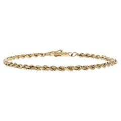 Yellow Gold Diamond Cut Rope Chain Bracelet 7" 14k