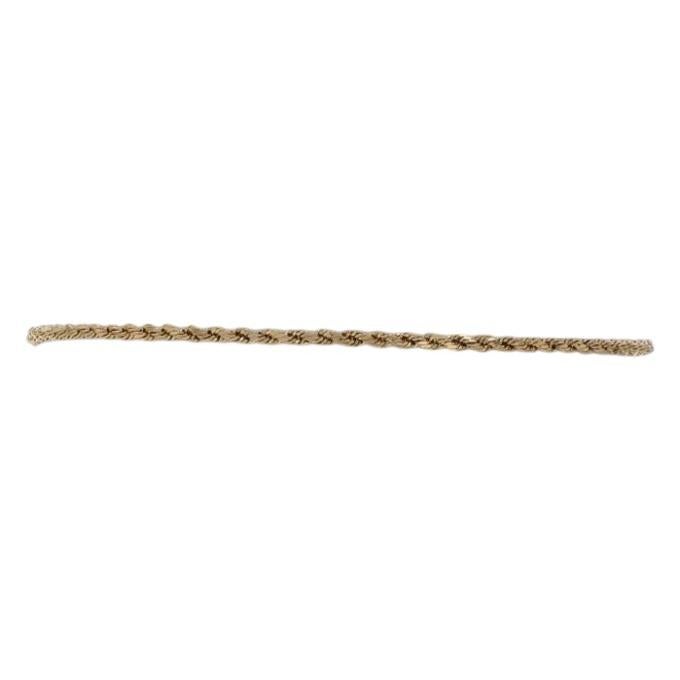 Yellow Gold Diamond Cut Rope Chain Bracelet 7 3/4" - 18k For Sale