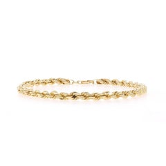 Yellow Gold Diamond Cut Rope Chain Bracelet 8" - 10k