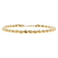 Yellow Gold Diamond Cut Rope Chain Bracelet 8" - 10k