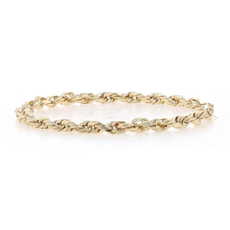 Yellow Gold Diamond Cut Rope Chain Men's Bracelet 8 3/4
