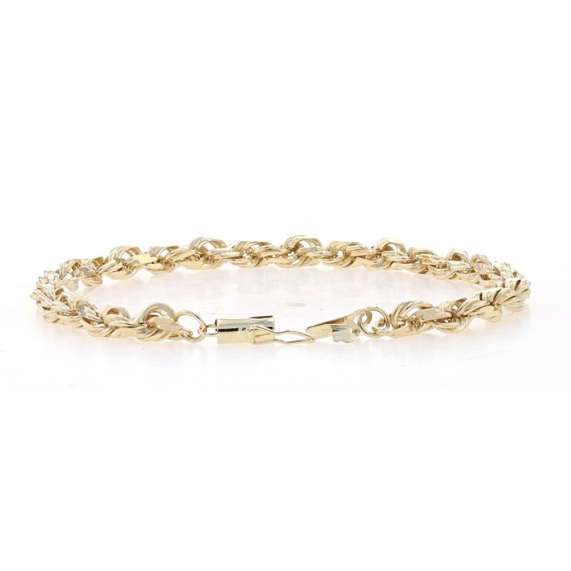 Yellow Gold Diamond Cut Rope Chain Men's Bracelet 8 3/4