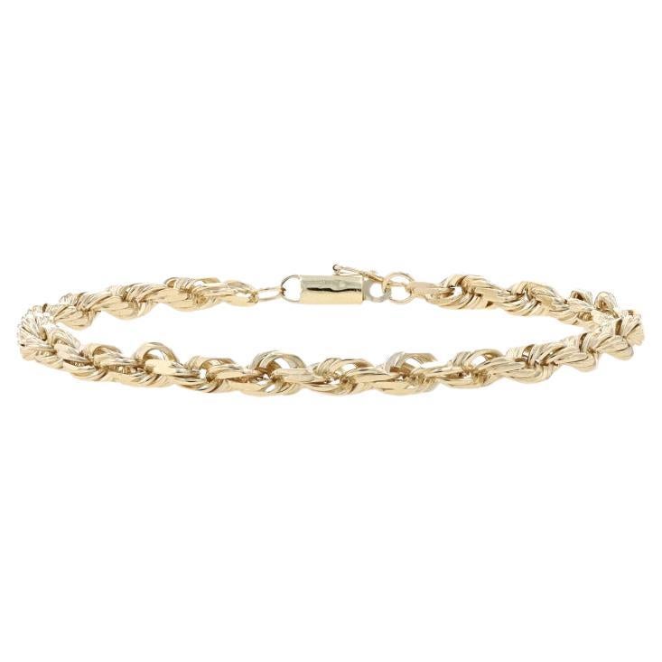 Yellow Gold Diamond Cut Rope Chain Men's Bracelet 8 3/4" - 10k For Sale