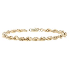 Antique Yellow Gold Diamond Cut Rope Chain Men's Bracelet 8 3/4" - 10k