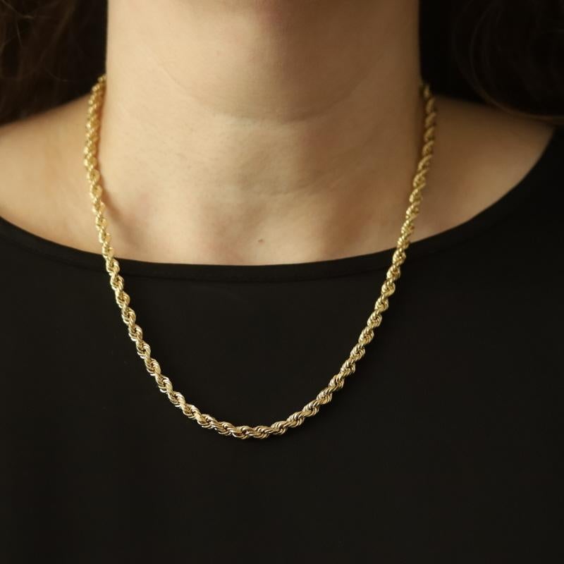 Women's Yellow Gold Diamond Cut Rope Chain Men's Necklace 20