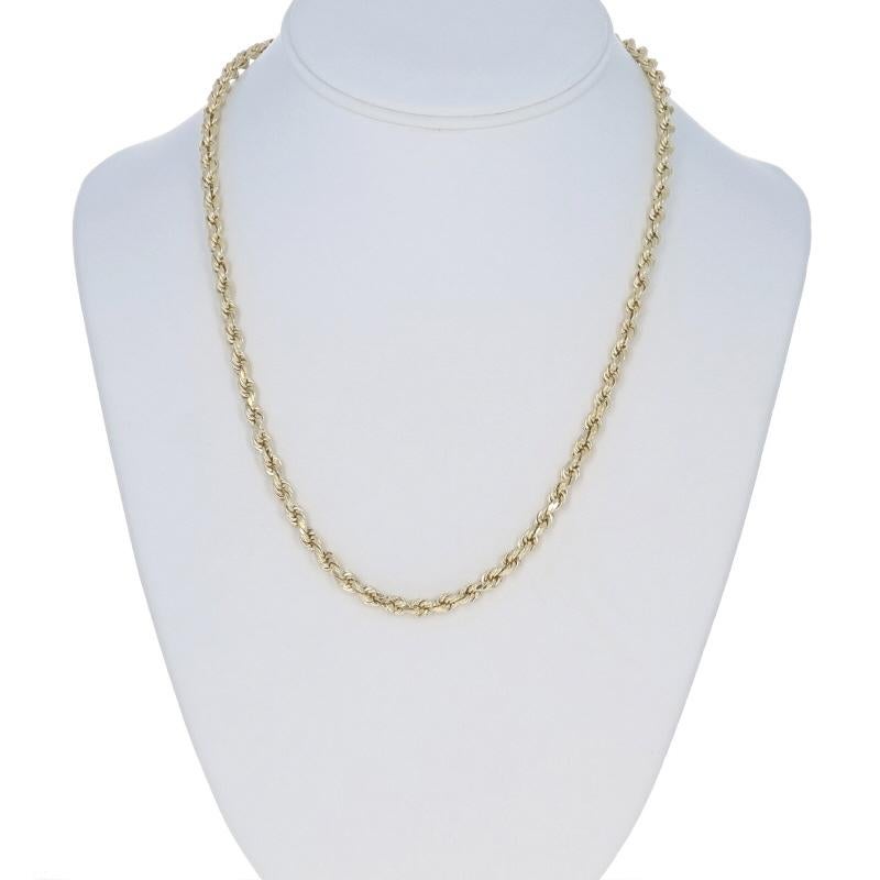 Yellow Gold Diamond Cut Rope Chain Men's Necklace 20