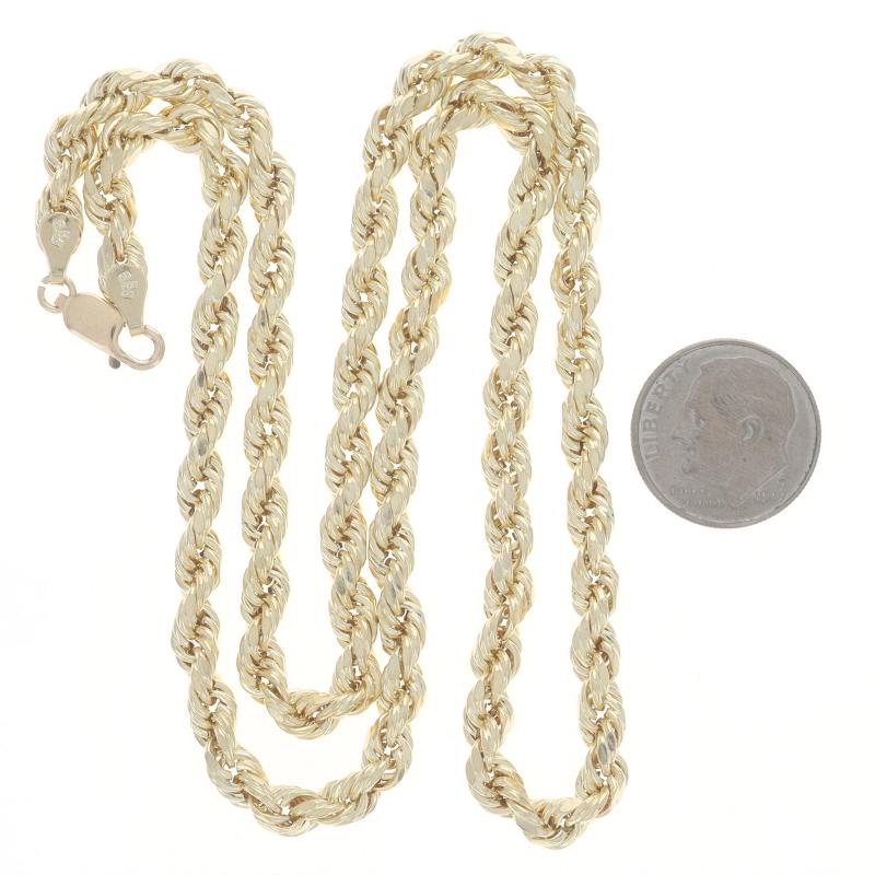 Yellow Gold Diamond Cut Rope Chain Men's Necklace 20