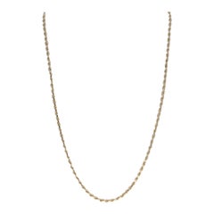 Yellow Gold Diamond Cut Rope Chain Necklace, 14k Box Clasp