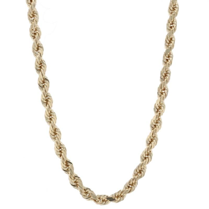 Metal Content: 14k Yellow Gold

Chain Style: Diamond Cut Rope
Necklace Style: Chain Choker
Fastening Type: Tube Box Clasp with One Side Safety Clasp

Measurements
Length: 15