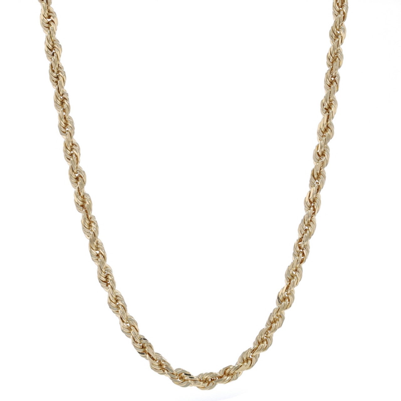 Yellow Gold Diamond Cut Rope Chain Necklace 16