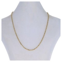Yellow Gold Diamond Cut Rope Chain Necklace, 14k
