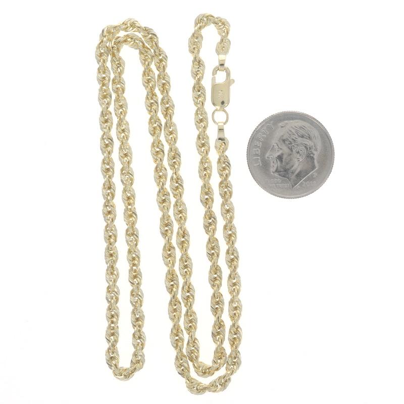 Yellow Gold Diamond Cut Rope Chain Necklace 17 3/4