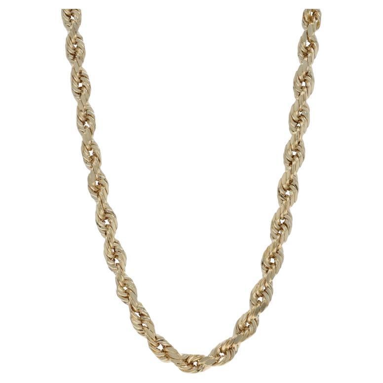Yellow Gold Diamond Cut Rope Chain Necklace 18 1/4" - 14k en vente