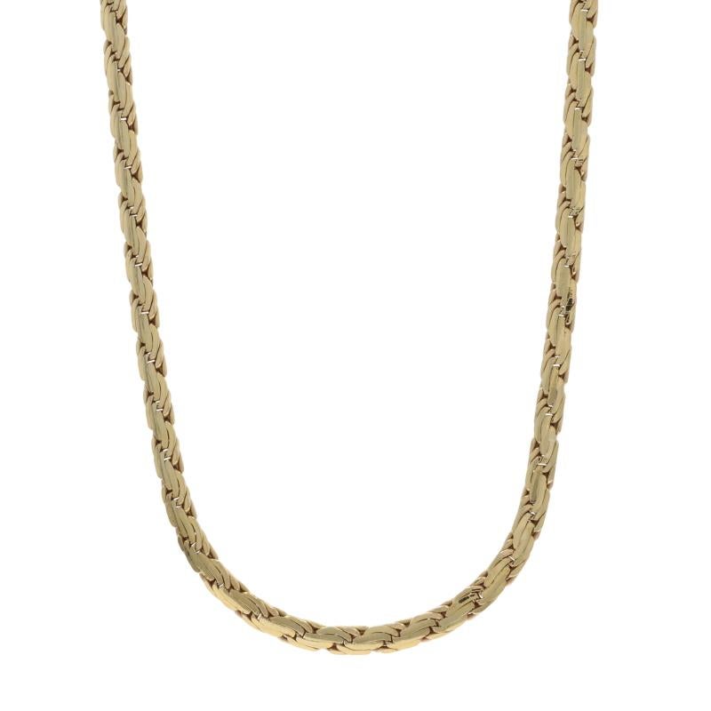 Contenu du métal : Or jaune 14k

Style de chaîne : Corde taillée en diamant
Style du collier : Chaîne
Type de fermeture : Fermoir à griffe de homard

Mesures

Longueur : 18
