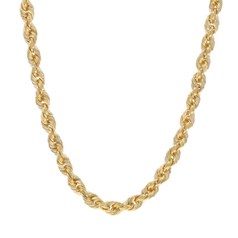 Metal Content: 14k Yellow Gold

Style: Chain
Chain Style: Diamond Cut Rope
Necklace Style: Chain
Fastening Type: Lobster Claw Clasp

Measurements

Length: 19 3/4