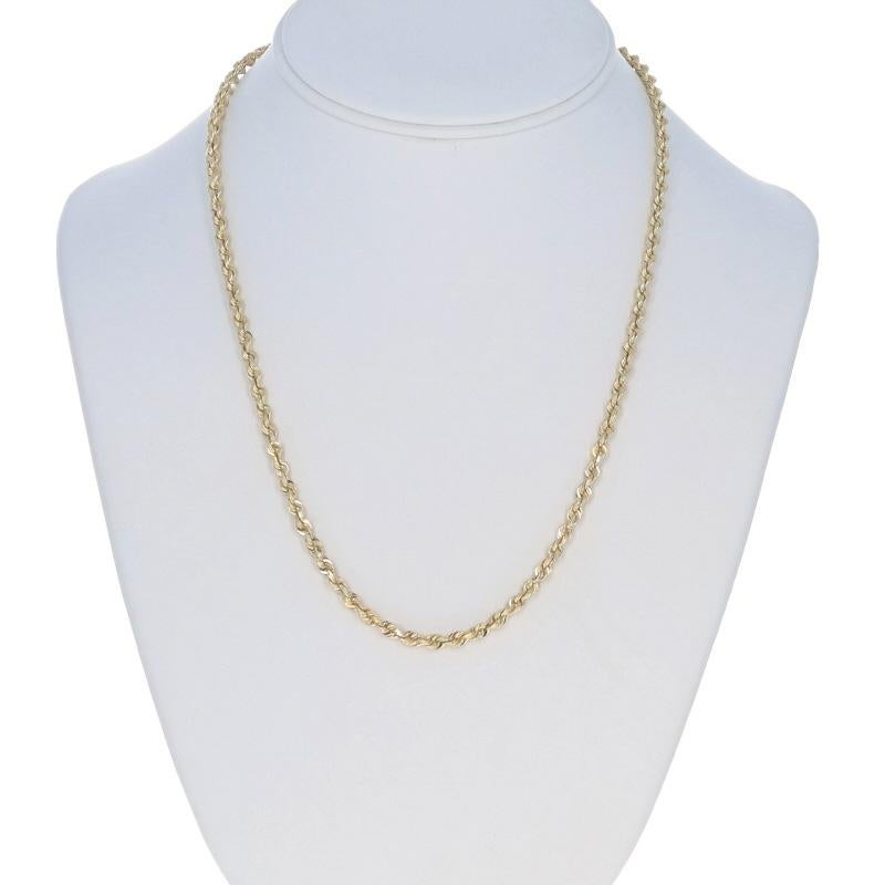 Yellow Gold Diamond Cut Rope Chain Necklace 19 3/4