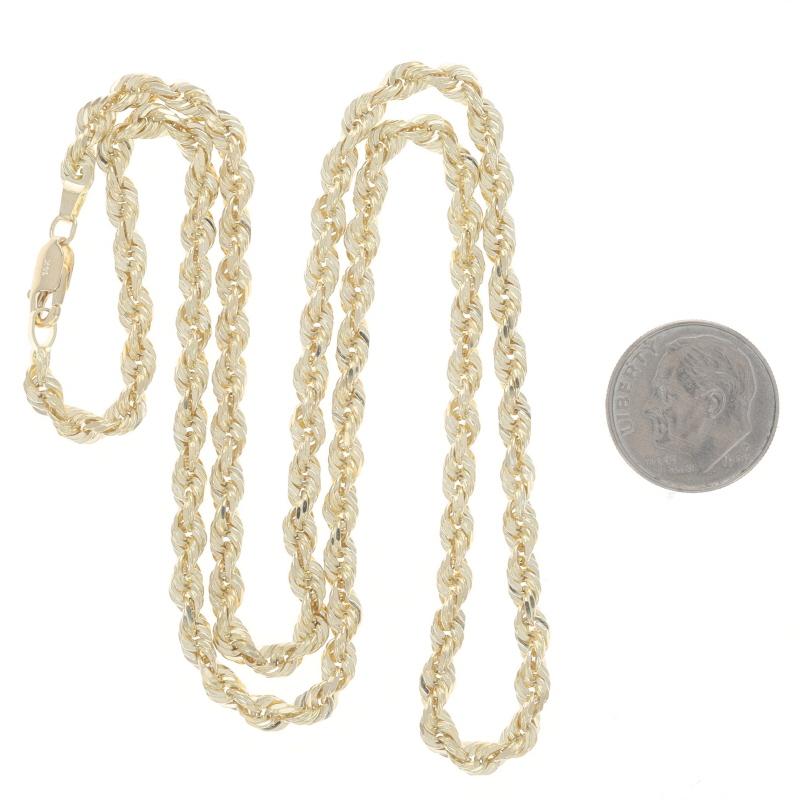 Yellow Gold Diamond Cut Rope Chain Necklace 19 3/4