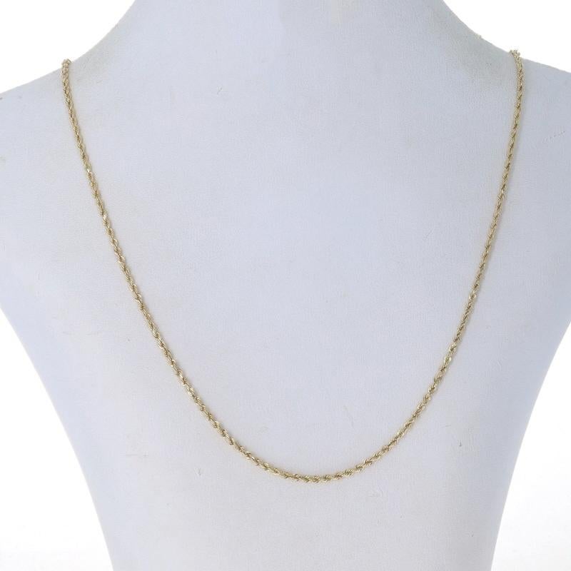 Metal Content: 10k Yellow Gold

Chain Style: Diamond Cut Rope
Necklace Style: Chain
Fastening Type: Lobster Claw Clasp

Measurements

Length: 20 1/4