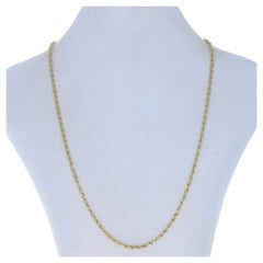 Yellow Gold Diamond Cut Rope Chain Necklace 20" - 10k 14k
