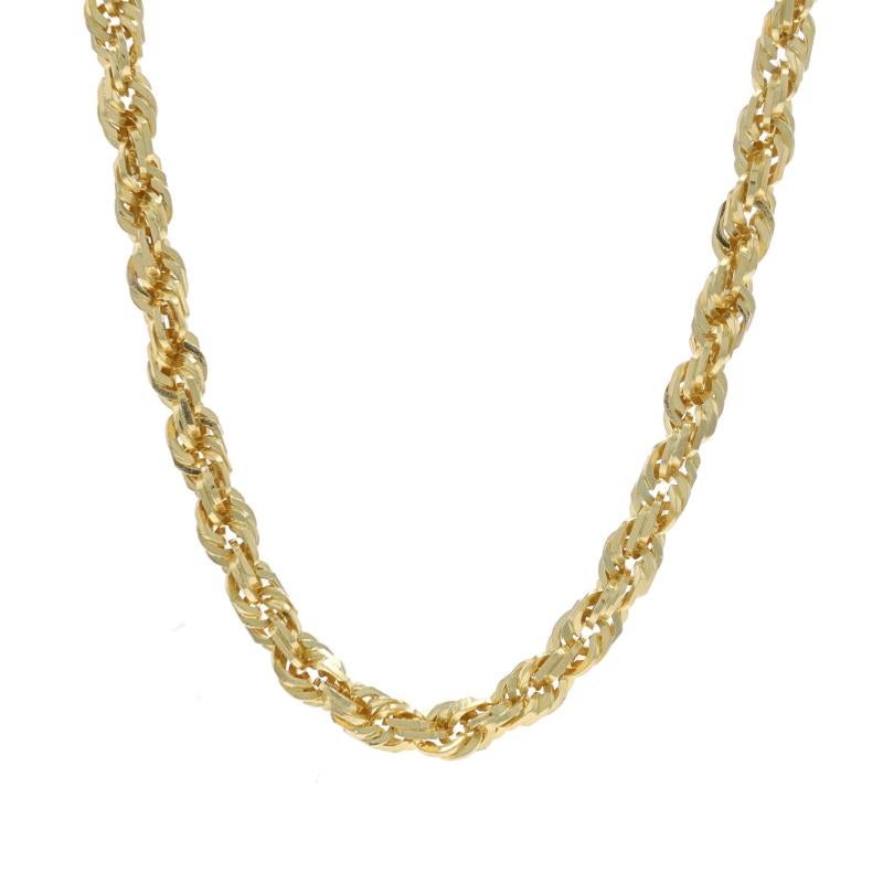 Contenu du métal : Or jaune 10k

Style de chaîne : Corde taillée en diamant
Style du collier : Chaîne
Type de fermeture : Fermoir à griffe de homard

Mesures

Longueur : 20