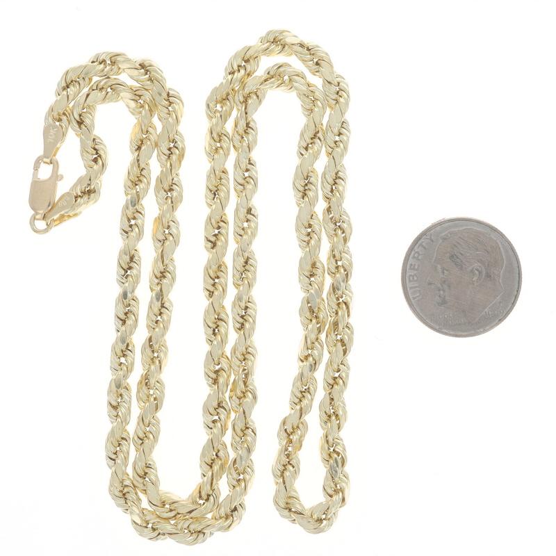 Women's Yellow Gold Diamond Cut Rope Chain Necklace 20