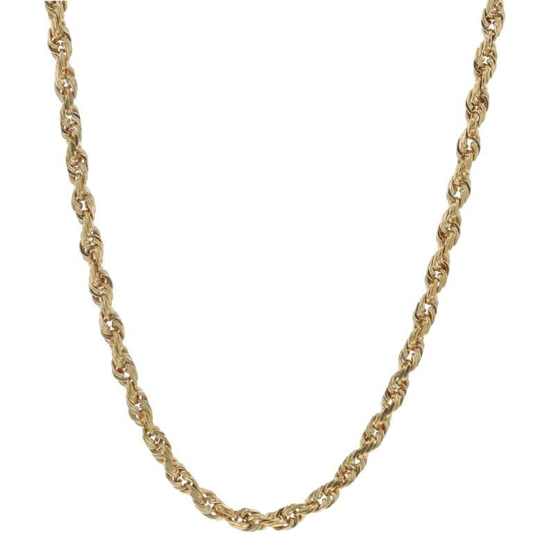Metal Content: 14k Yellow Gold

Chain Style: Diamond Cut Rope
Necklace Style: Chain
Fastening Type: Lobster Claw Clasp

Measurements
Length: 21 1/4