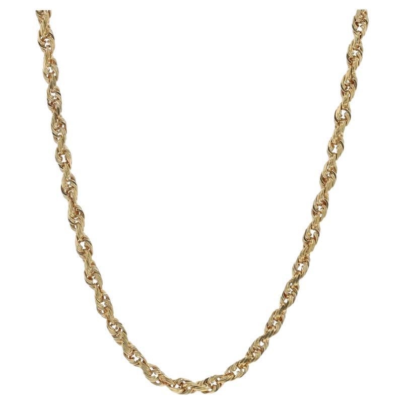 Yellow Gold Diamond Cut Rope Chain Necklace 21 1/4" - 14k For Sale