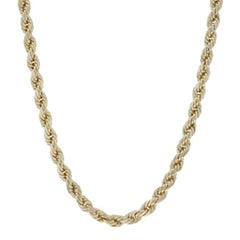 Yellow Gold Diamond Cut Rope Chain Necklace 22" - 10k