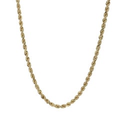 Yellow Gold Diamond Cut Rope Chain Necklace 22" 10k