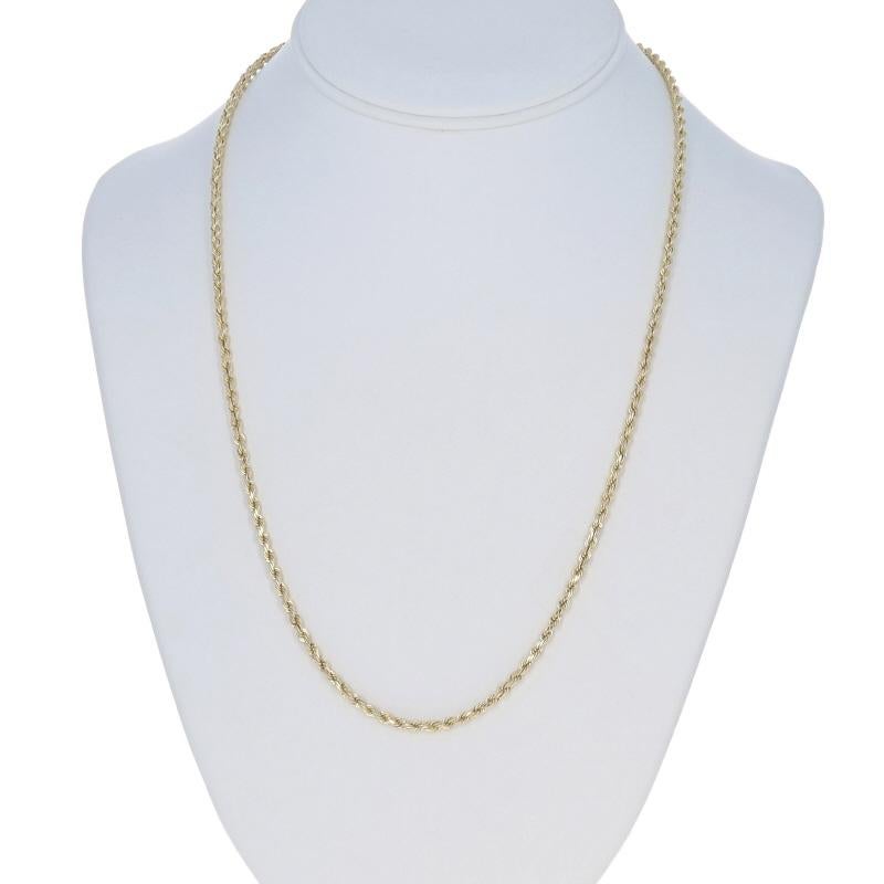 Collar de cadena de cuerda de oro amarillo con corte de diamante 22
