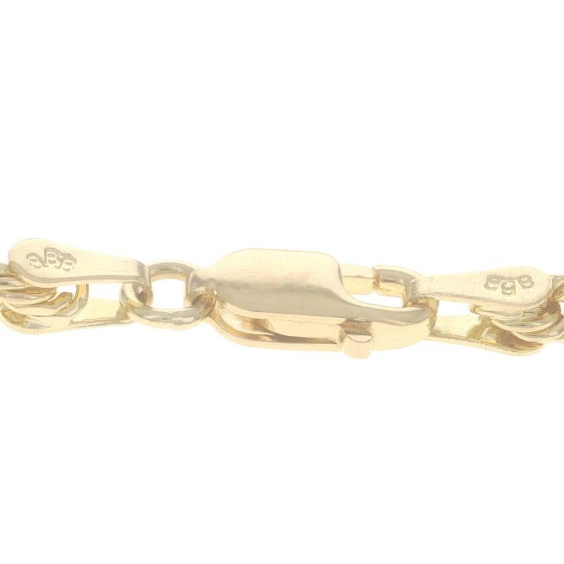 Collar de cadena de cuerda de oro amarillo con corte de diamante 22
