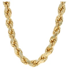 Yellow Gold Diamond Cut Rope Chain Necklace 22" - 10k