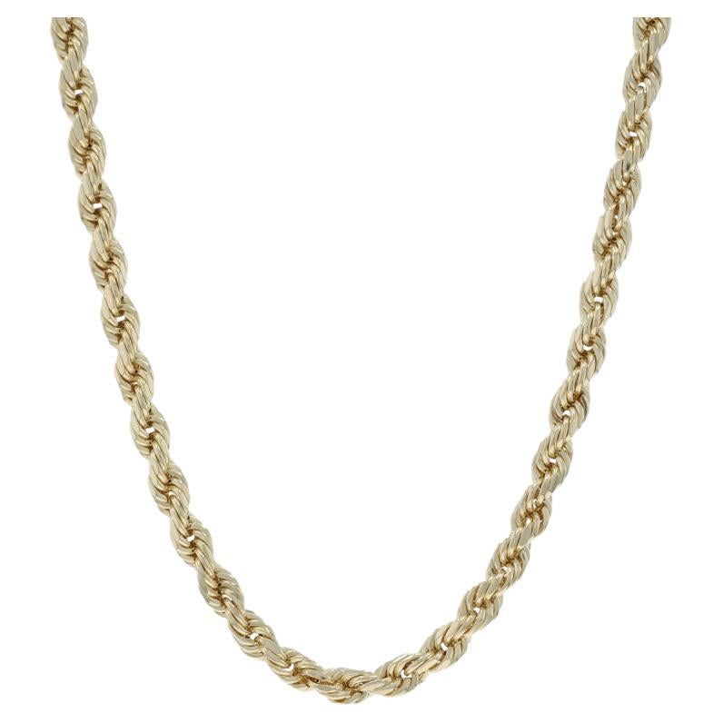 Collar de cadena de cuerda de oro amarillo con corte de diamante 22" - 10k