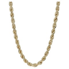 Collar de cadena de cuerda de oro amarillo con corte de diamante 22" - 10k