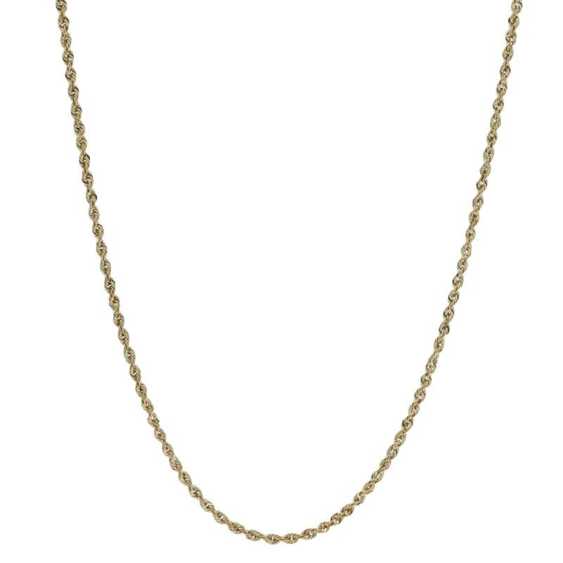 Contenuto del metallo: Oro giallo 14k

Stile della catena: Corda con taglio a diamante
Stile della collana: Catena
Tipo di chiusura: Chiusura con anello a molla

Misure

Lunghezza: 24 1/2