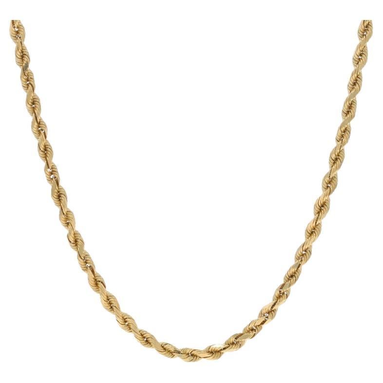 Yellow Gold Diamond Cut Rope Chain Necklace 24 1/2" - 14k Single Cut Diamond