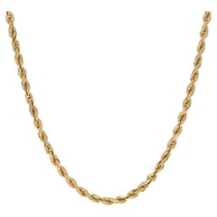 Yellow Gold Diamond Cut Rope Chain Necklace 24 1/2" - 14k Single Cut Diamond