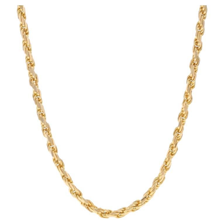 Yellow Gold Diamond Cut Rope Chain Necklace 24" - 14k For Sale