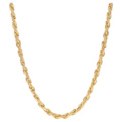 Yellow Gold Diamond Cut Rope Chain Necklace 24" - 14k