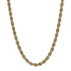 Yellow Gold Diamond Cut Rope Chain Necklace 26" - 10k