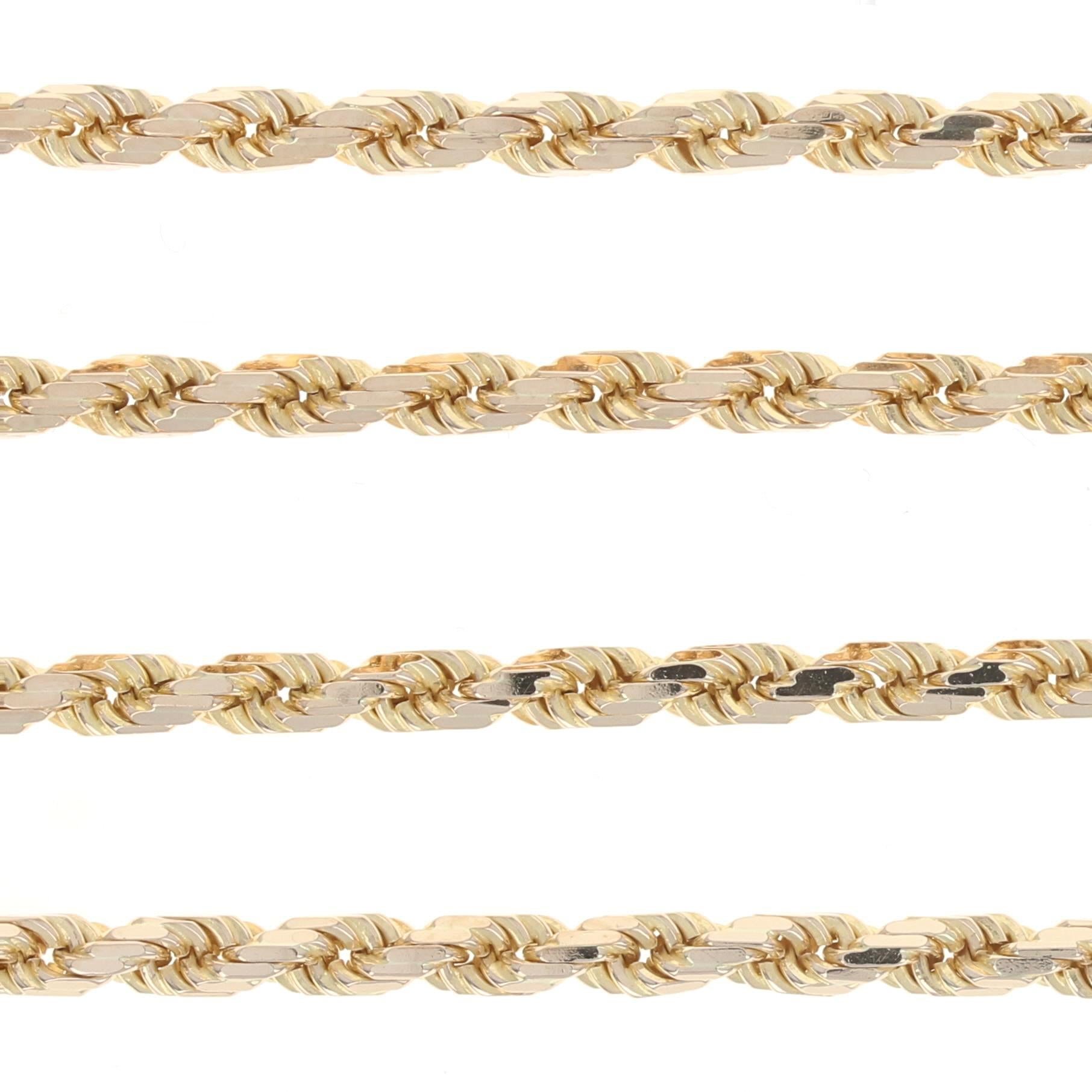 Halskette aus Gelbgold mit Diamantschliff-Seil, 14k Boxverschluss im Zustand „Hervorragend“ in Greensboro, NC