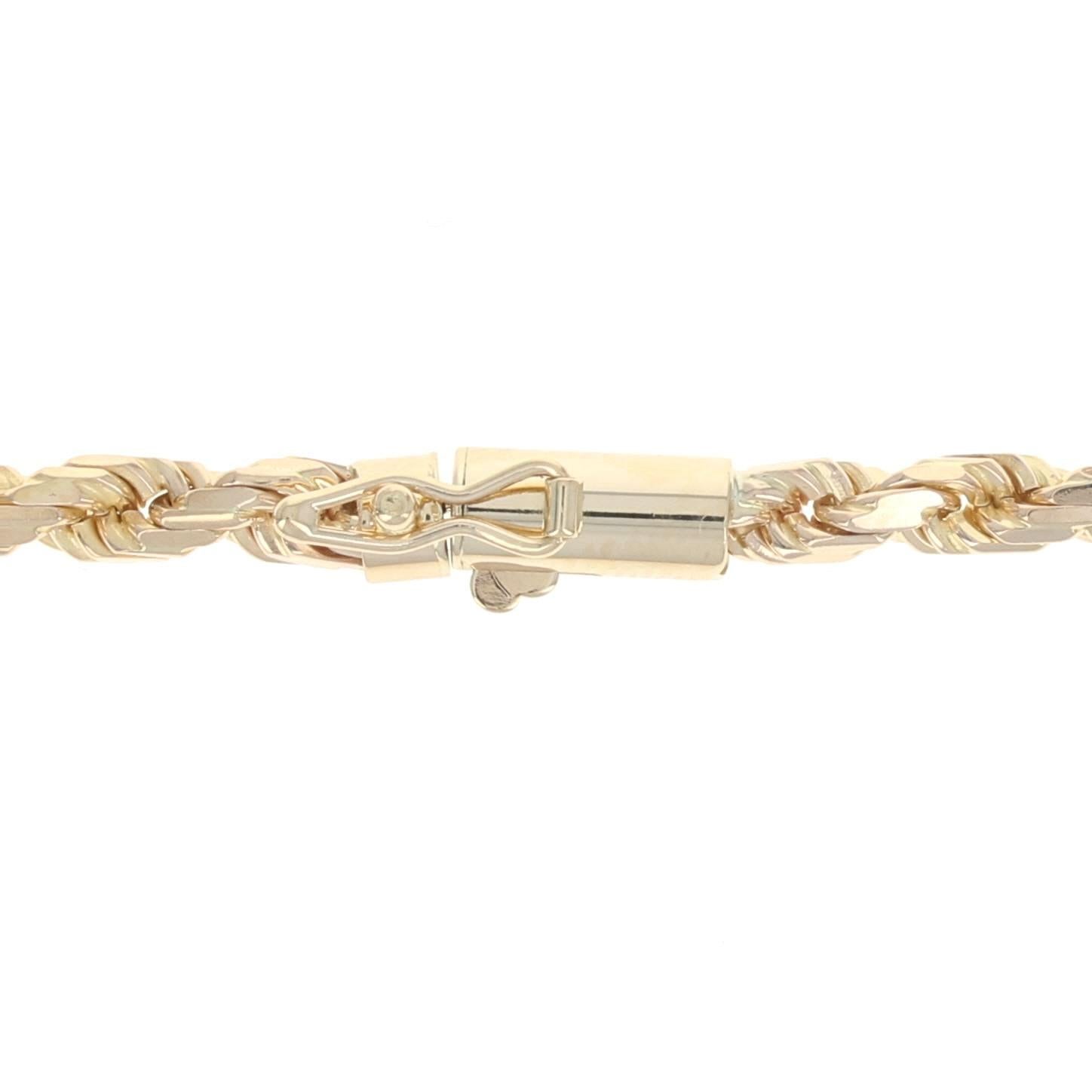 Halskette aus Gelbgold mit Diamantschliff-Seil, 14k Boxverschluss für Damen oder Herren