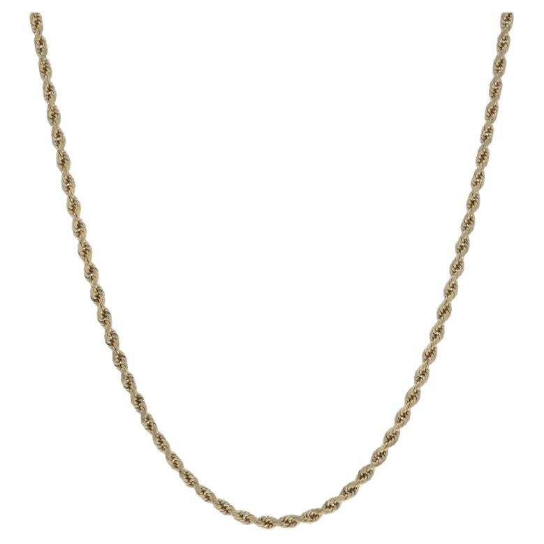 Collar de cadena de cuerda de oro amarillo con corte de diamante 30" - 14k