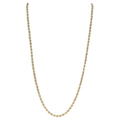 Yellow Gold Diamond Cut Rope Chain Necklace, 14 Karat Tube Box Clasp Women's