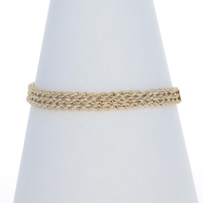 Women's Yellow Gold Diamond Cut Rope Three Strand Chain Bracelet 7 3/4