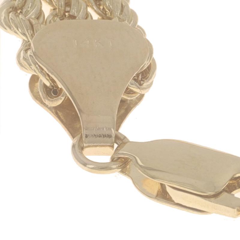 Yellow Gold Diamond Cut Rope Three Strand Chain Bracelet 7 3/4